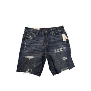 Aeropostale Mens Aero2 Premium Air Denim‎ Shorts 9" Dark Wash Distressed 34W NEW